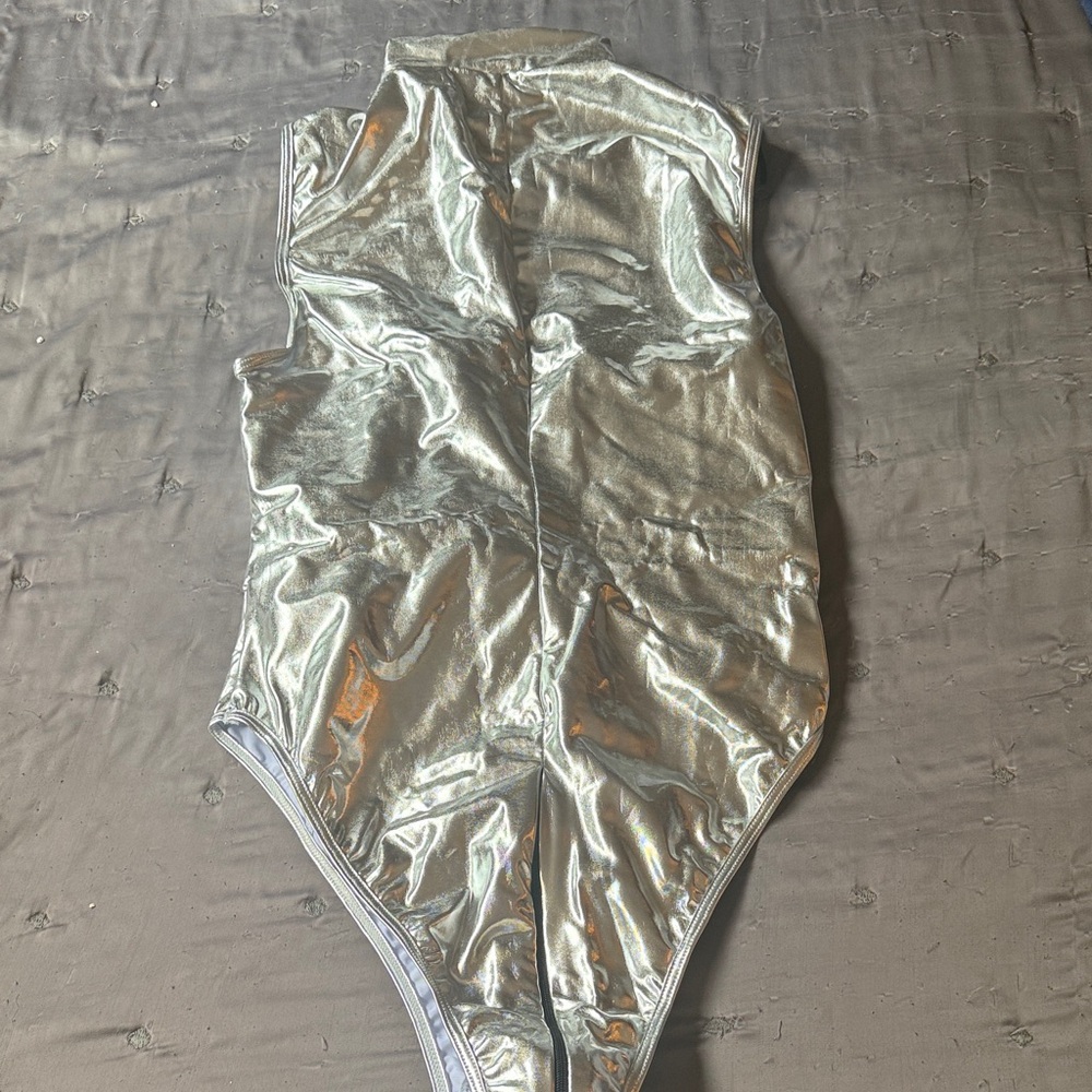 Silver body suit